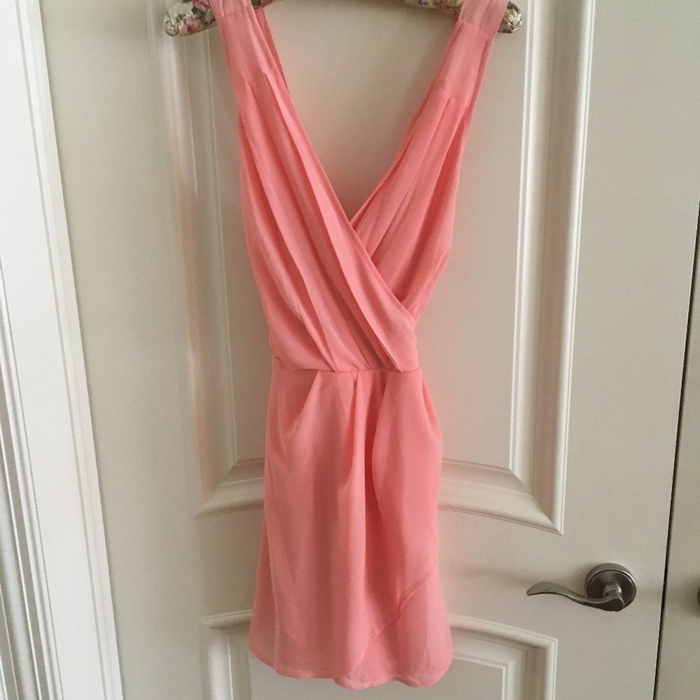 Cross back pink tulip wrap dress